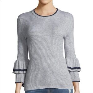 Frame Denim Gray Ribbed Knit Top